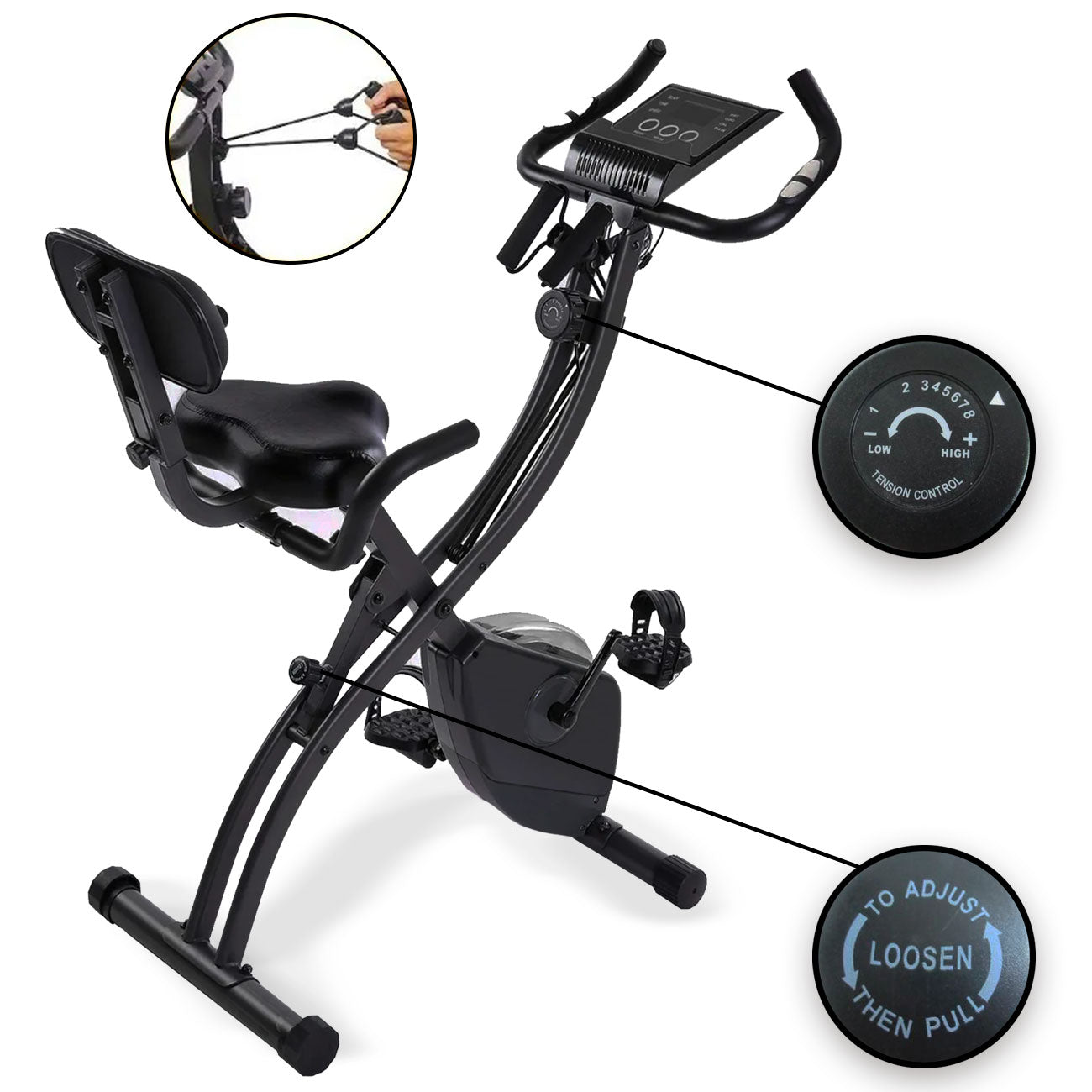 Bicicleta Plegable Ciclo Trainer con Bandas de Resistencia